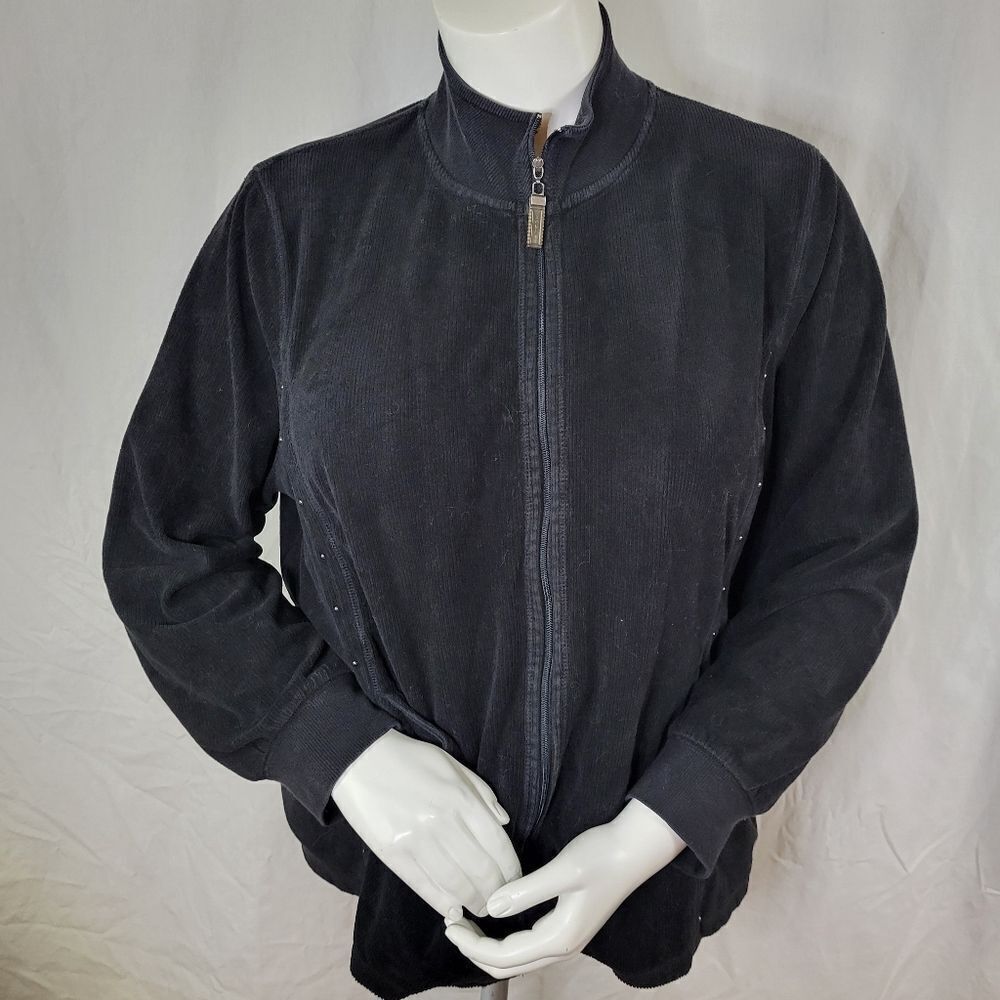 Koret Woman Black Full Zipper Front Mock Neck Jacket Size 2X